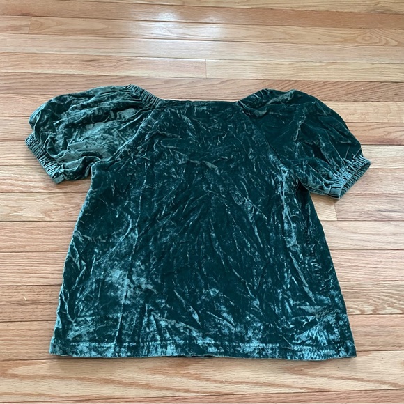 Loft Puff Sleeve Top Womens Medium Green Velvet Romantic Coquette Holiday - Picture 6 of 6